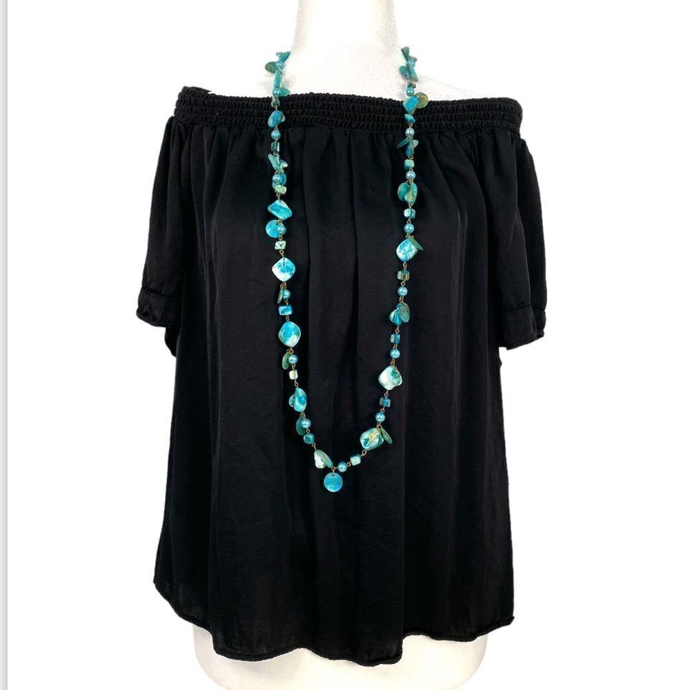 Turquoise She'll Beaded Necklace 20" Length